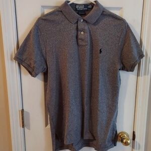 Polo by Ralph Lauren Custom Fit Heather Grey Polo Shirt w/blk pony MED Like New!